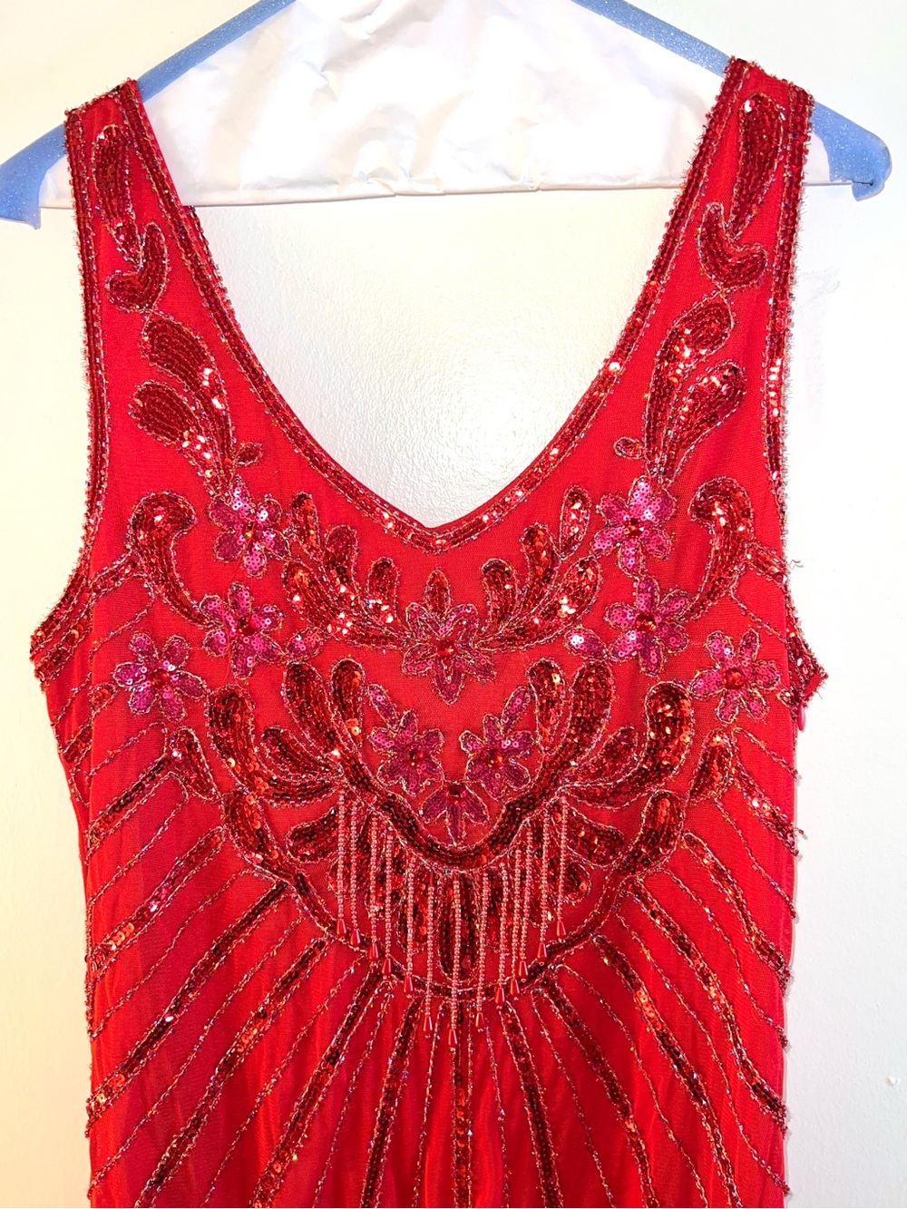 Vibrant Red 1920 Inspired Flapper Dress
